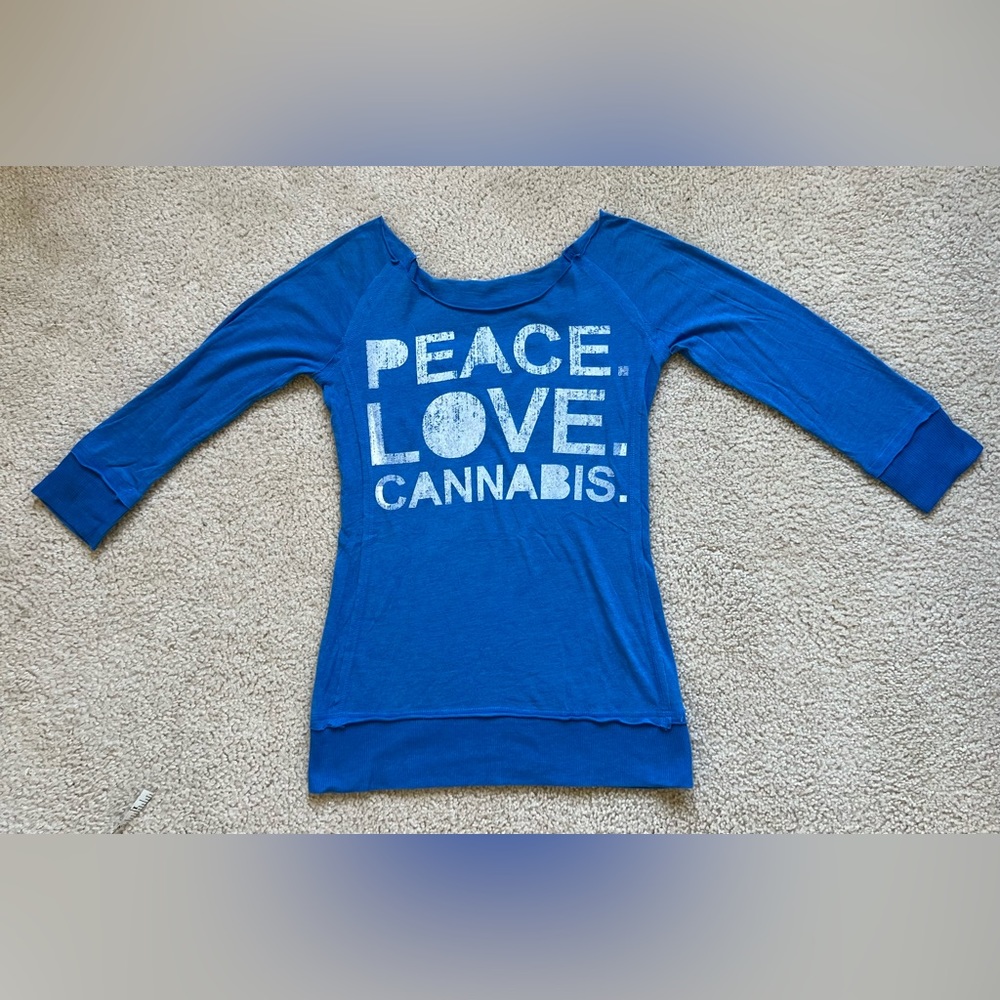 3/4 Sleeve Tee with Peace Love Graphic ONE OF A KIND